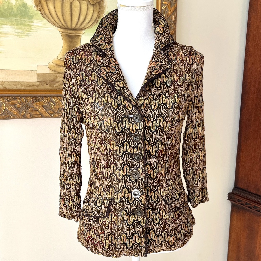 Alberto Makali Vintage Lace 3/4 Sleeve Blazer Jacket Size S